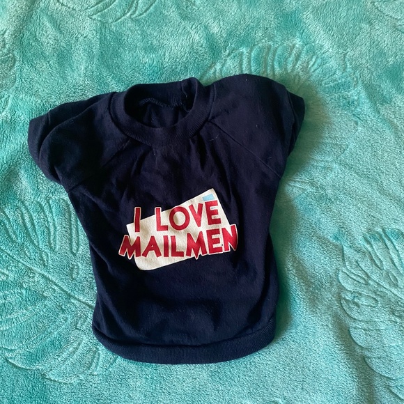 XS I Love Mailmen dog T-shirt Navy Blue - Picture 1 of 2
